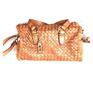 Cole Haan woven crossbody in camel